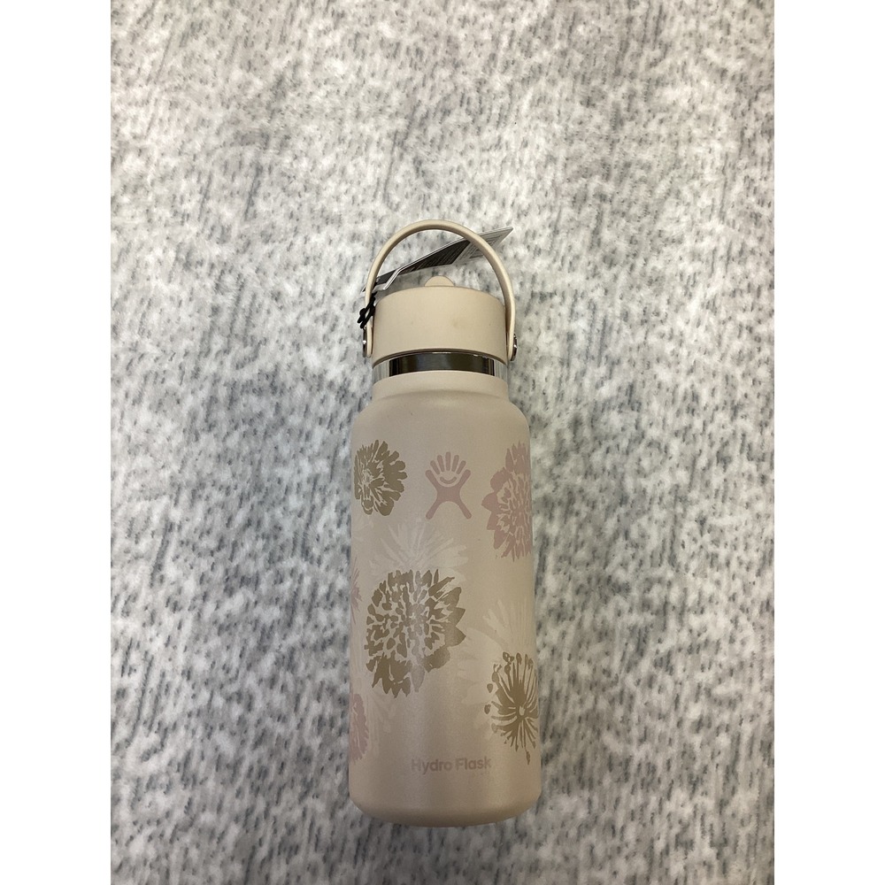 Hydro Flask 32 oz Wide Mouth Flex Straw Cap Special Edition Flutter Floral Tan